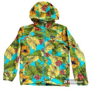 Patagonia Kids’ Baggies Jacket Multi Tropical Flowers Water Resistant Size 10